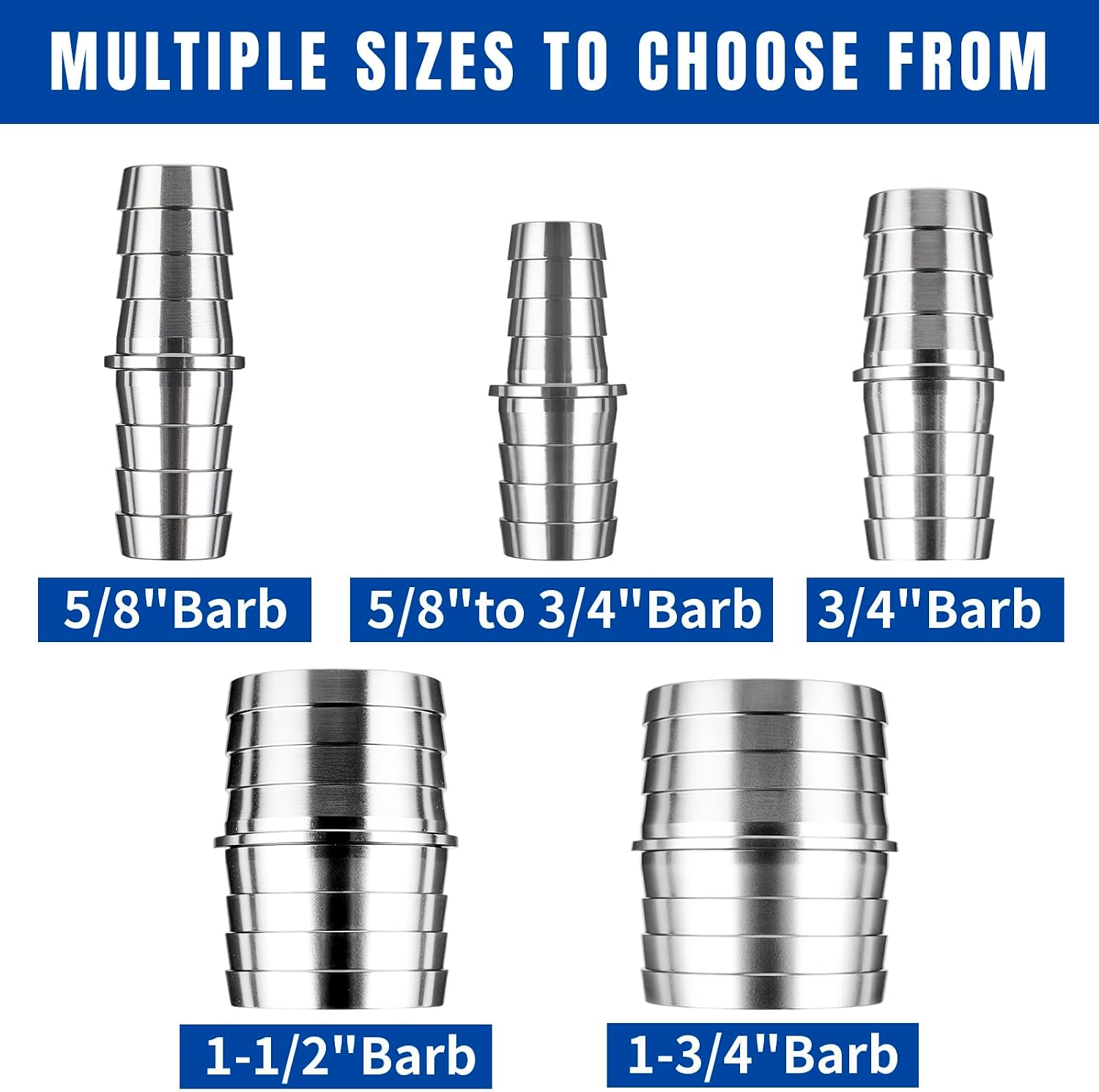 5/8"to 3/4" Hose Barb Splice Coupler Repair Fitting Reducer Adapter Aluminum 2Pcs