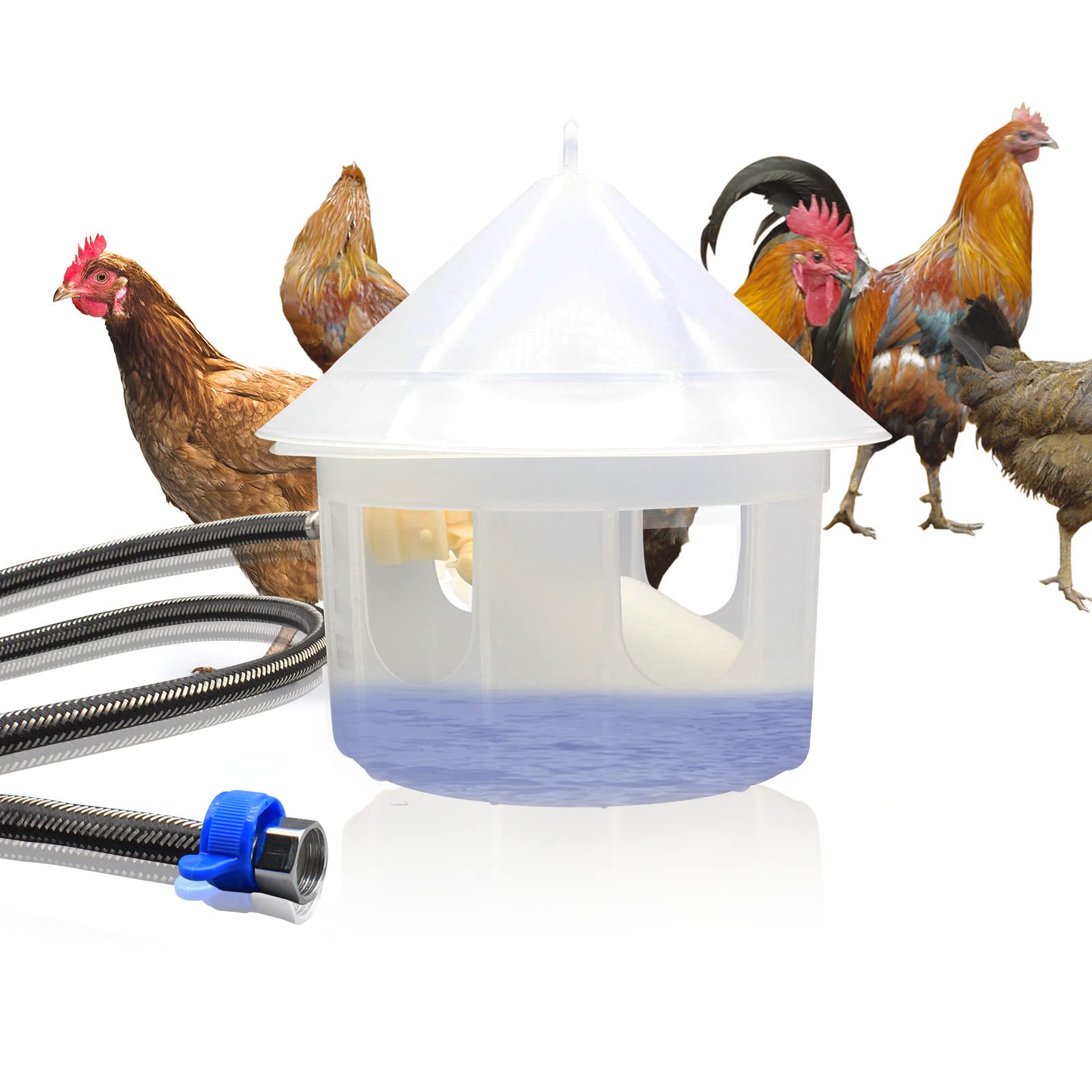 Photo 1 of GIFANK ?Clearance? Automatic Chicken Waterer Float Controlled Poultry Waterer Dispenser with Hose Attachment Plastic Water Bowl Kit Poultry Automatic Drinking Accessories for Chicks,Duck,Goose,Turkey White