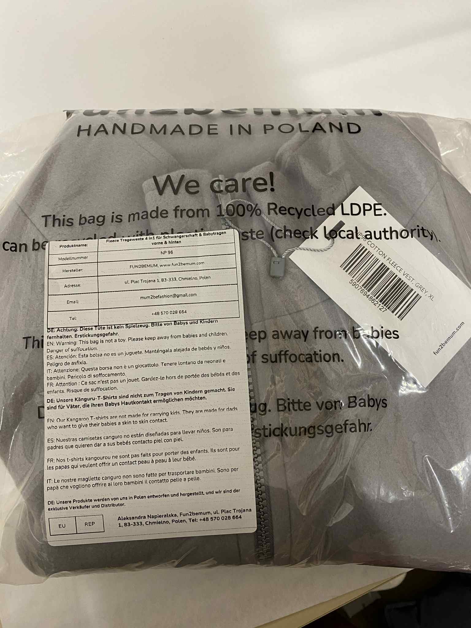 fun2bemum Fleece Trageweste 4 in1 für Schwangerschaft & Babytragen vorne & hinten Umstandsweste & Zusatzweste für Tragejacken