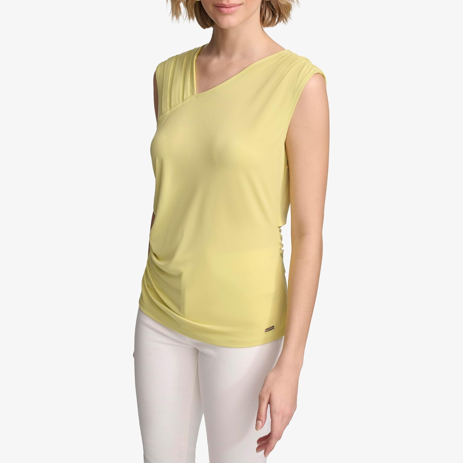 Calvin Klein Womens Pleated Shoulder Sleeveless Top - Image 3