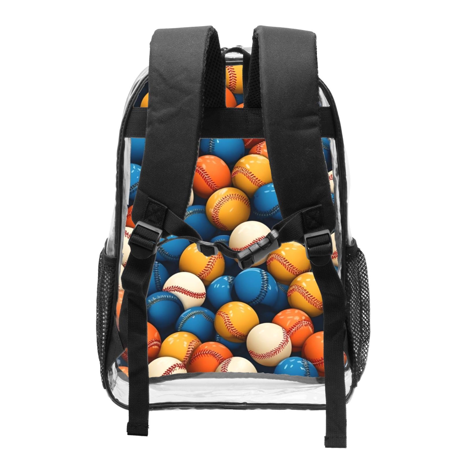 AYCZN Colorful Baseball Clear Backpack Heavy Duty PVC Transparent Backpacks for Stadium Events Sport Ball Clear Bag for Women Men