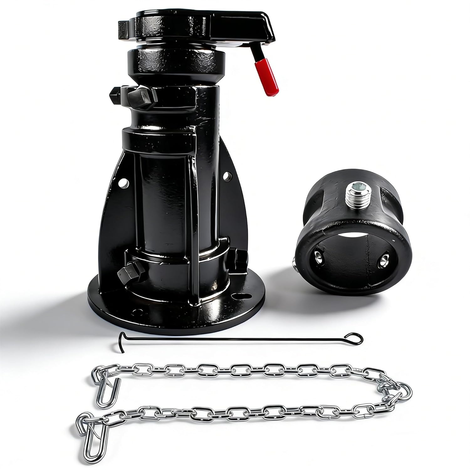 C5G1216 12"-16" Adjustable Height Cushioned 5th Wheel to Gooseneck Adapter, for Camper/RV/Trailer's Kingpin Box, Towing Capacity 20000 Lbs, with Safty Chain