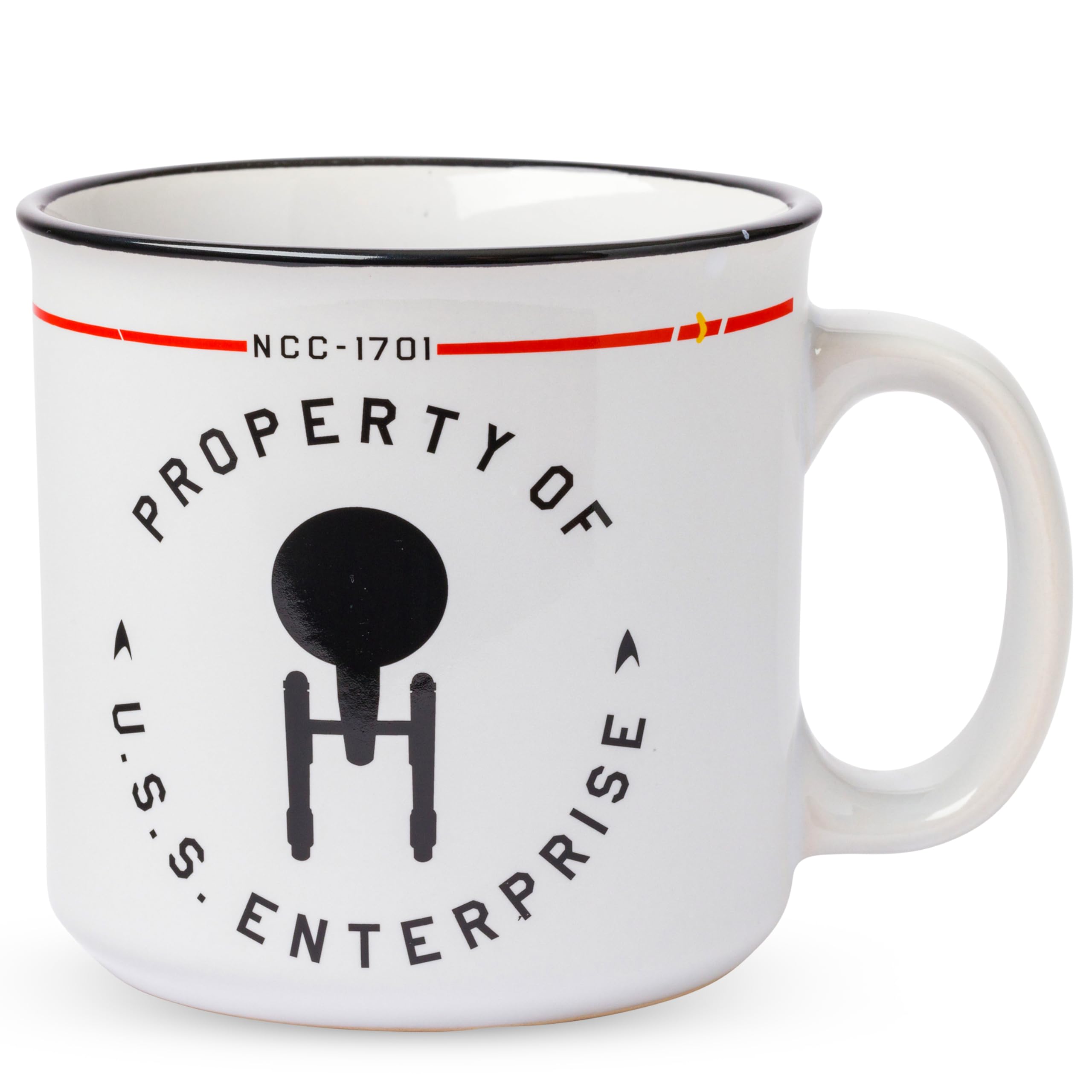 Silver Buffalo Star Trek Property Of The Uss Enterprise Star Trek Ncc-1701 Property Of The Uss Enterprise Ceramic Camper Mug, 20 Ounces