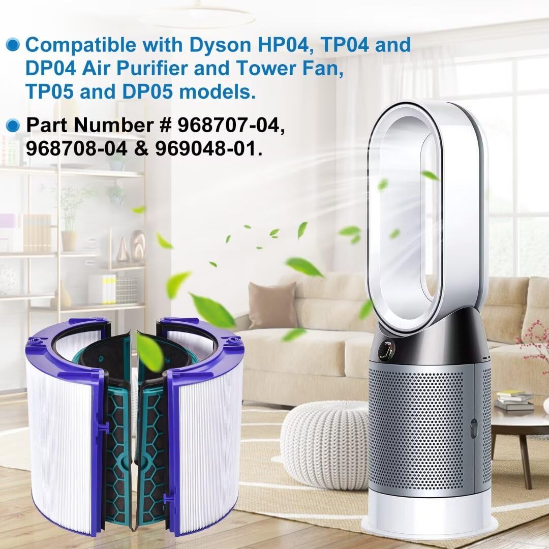 Filtro per Dyson Pure Cool HP04 TP04 DP04 Purificatore Aria, Filtri Hepa di Ricambio per Dyson Pure Cool, combinazione di vetro a 360 gradi Hepa + filtro purificatore d'aria al carbonio