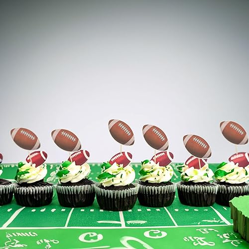 Miniatura 4 de Gyufise 36 piezas de decoración de cupcakes de fútbol americano, pelota de rugby, selecciones de cupcakes, pelota deportiva, decoración de pasteles
