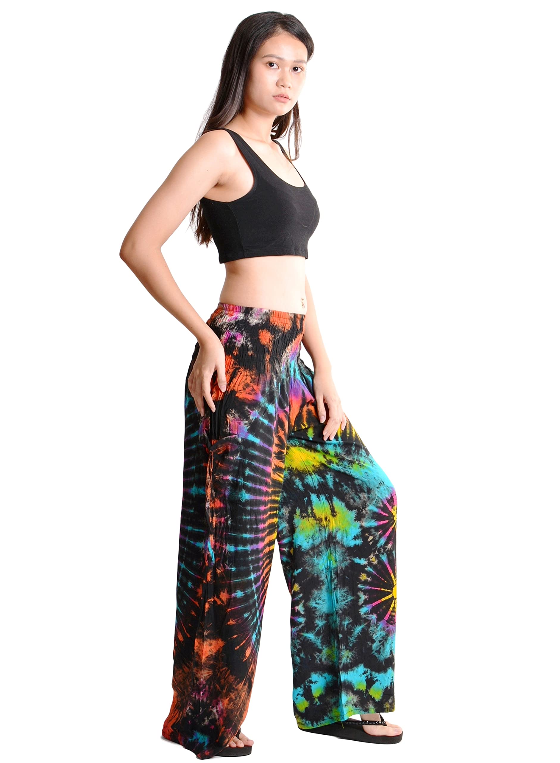 Orient Trail Pantalon Large Teint à Froid pour Femmes Palazzo Yoga Tie Dye