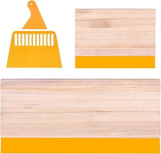 Pllieay 4 Pieces 4 Sizes Screen Printing Supplies, 2 Sizes 75 Durometer Screen Printing Squeegee, 2 Sizes Plastic Ink Scraper for Screen Printing
