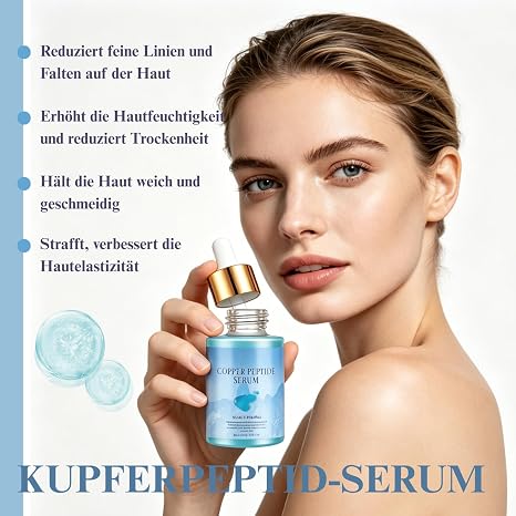 Copper Peptide SerumGHK-CuAnti-Aging SerumKupfer-Peptide Gesichtsserum zur Reduzierung von feinen Linien & Falten Verbesserung der Hautelastizität und Straffung der Hautfür strahlende Haut30 ml