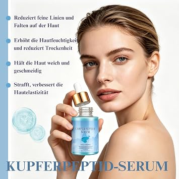 Copper Peptide SerumGHK-CuAnti-Aging SerumKupfer-Peptide Gesichtsserum zur Reduzierung von feinen Linien & Falten Verbesserung der Hautelastizität und Straffung der Hautfür strahlende Haut30 ml
