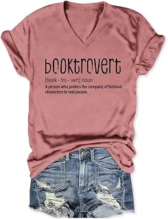 Book Shirts for Women Booktrovert Reading Shirt Librarian Tshirt Book Lover Gift Teacher Graphic Casual Tee Tops