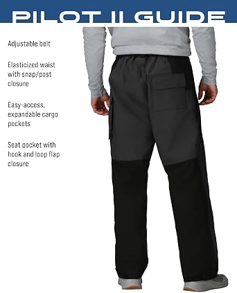 FROGG TOGGS Men's Pilot II Guide Waterproof Breathable Rain Pant | Ample storage for outdoor essentials, zip-to-knee side zips for easy on, elastic waist, zippered pockets