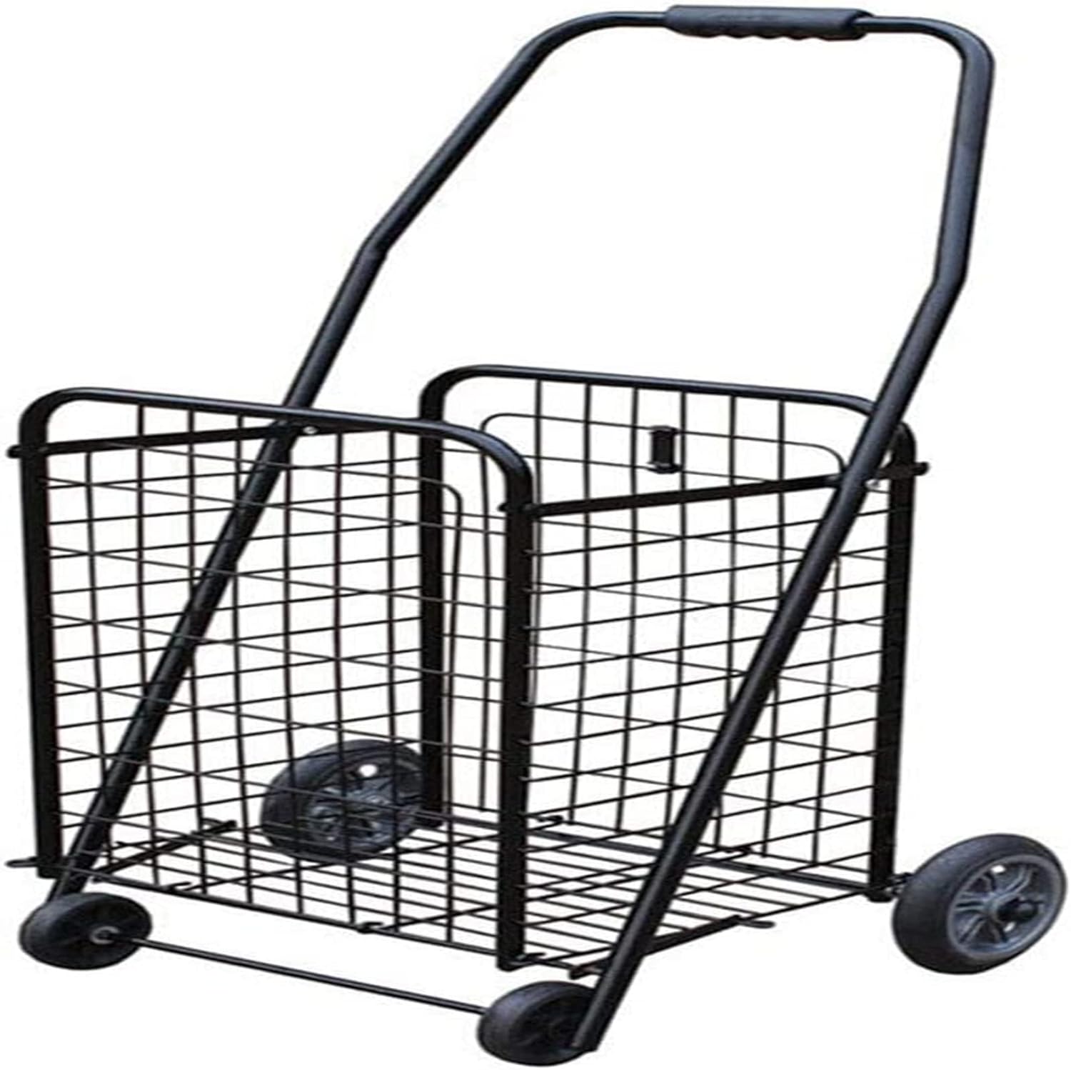 Amazon｜折りたたみフレームバスケットトロリー、スチールブラケット、家庭高齢ショッピング、食料品の買い物トロリー、ポータブルトロリーカート