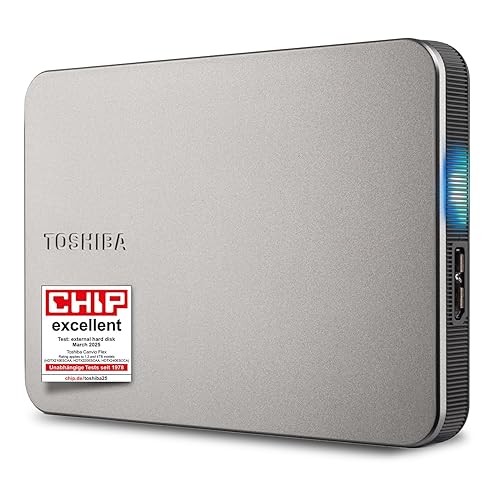 Toshiba Canvio Flex 2TB – Portable 2.5’’ External Hard Drive (HDD) for Mac, Windows PC, Smartphone and Tablet Use, Compatible with Most USB-C and USB-A Devices, Warm Silver (HDTX220ESCAA) - New Gen Canvio Flex - 2TB