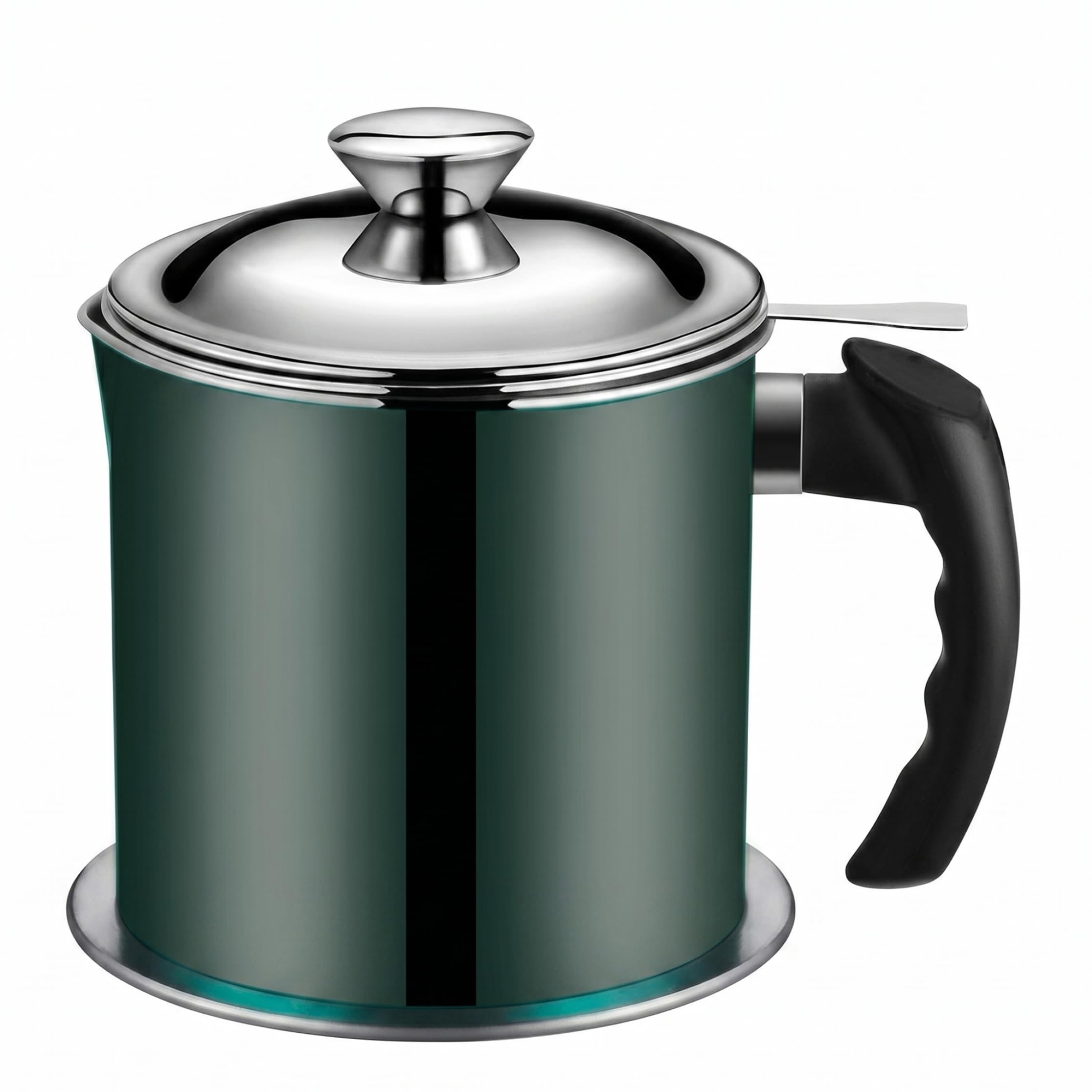 Bemonew Used Oil Container, 1.3L Stainless Steel Fat Separator For Cooking, Bacon Grease Container With Strainer & Lid, Green