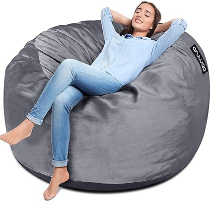 [Removable Cover] 3 FT Bean Bag Chairs for Adults,Bean Bag Chair, Large Memory Foam Bean Bag for Teens, Adults, Big Sofa Furnitures for Dorm Room and Living Room,Grey