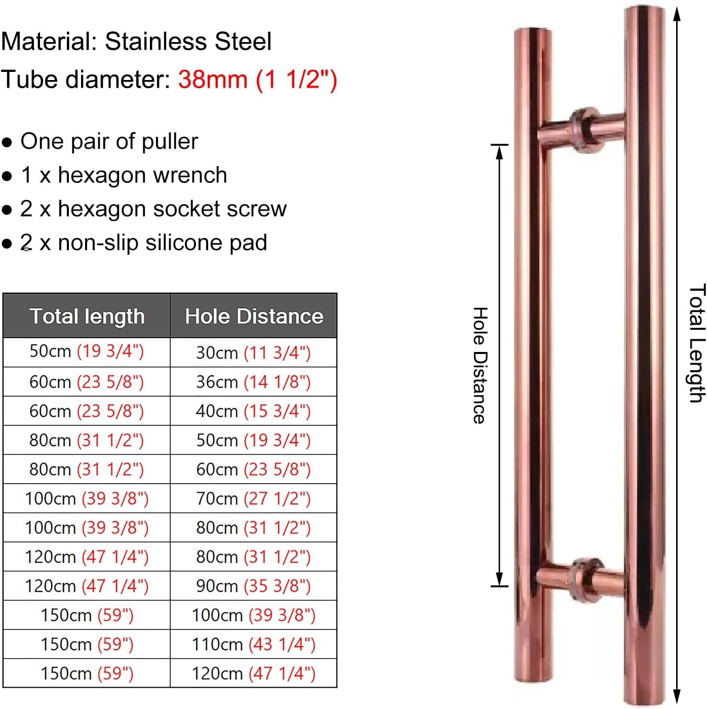 Stainless Steel Modern Bar Pull Handle Hardware for Exterior Commercial Door/Barn Door Long Door Pull Handle Push Pull Door Handles Champagne 120cm