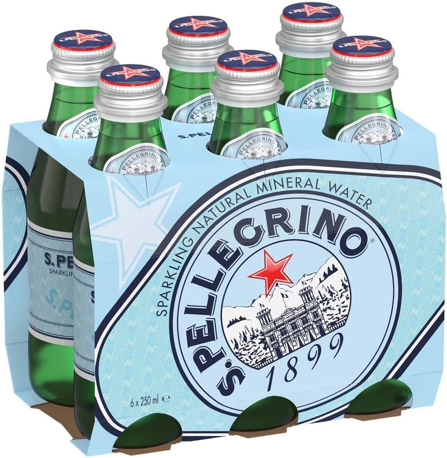 S.Pellegrino Carbonated Natural Mineral Water Bottle, 6 X 250 ml