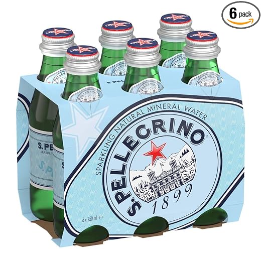 S.Pellegrino Carbonated Natural Mineral Water Bottle, 6 X 250 ml