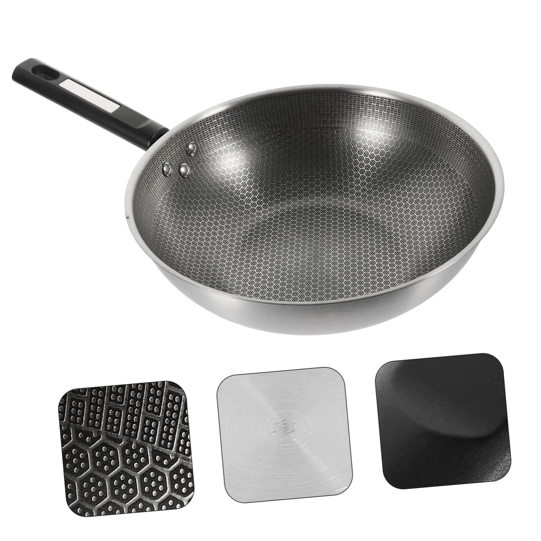 Gatuida Padella Fondo Piatto in Acciaio Inox Antiaderente e Manico in Bakelite Rivestimento a Nido D'ape per Friggere Uova e Cucinare senza Attaccare