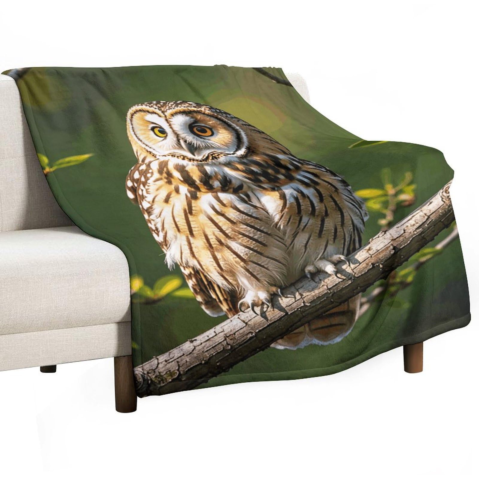 Couverture flanelle hiboux, cadeau idéal pique-nique et lit