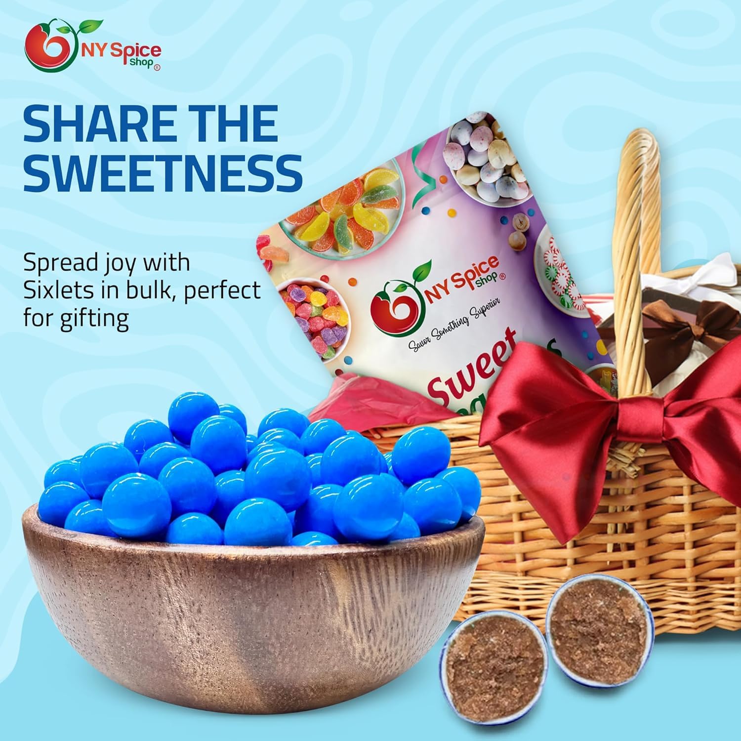 NY Spice Shop Royal Blue Sixlets Candy - 5 Pound Holiday Shimmer Chocolate Balls – Royal Blue Themed Event Candies for Holiday Snack Mix Treats, Seasonal Candy Buffet & Party Favor