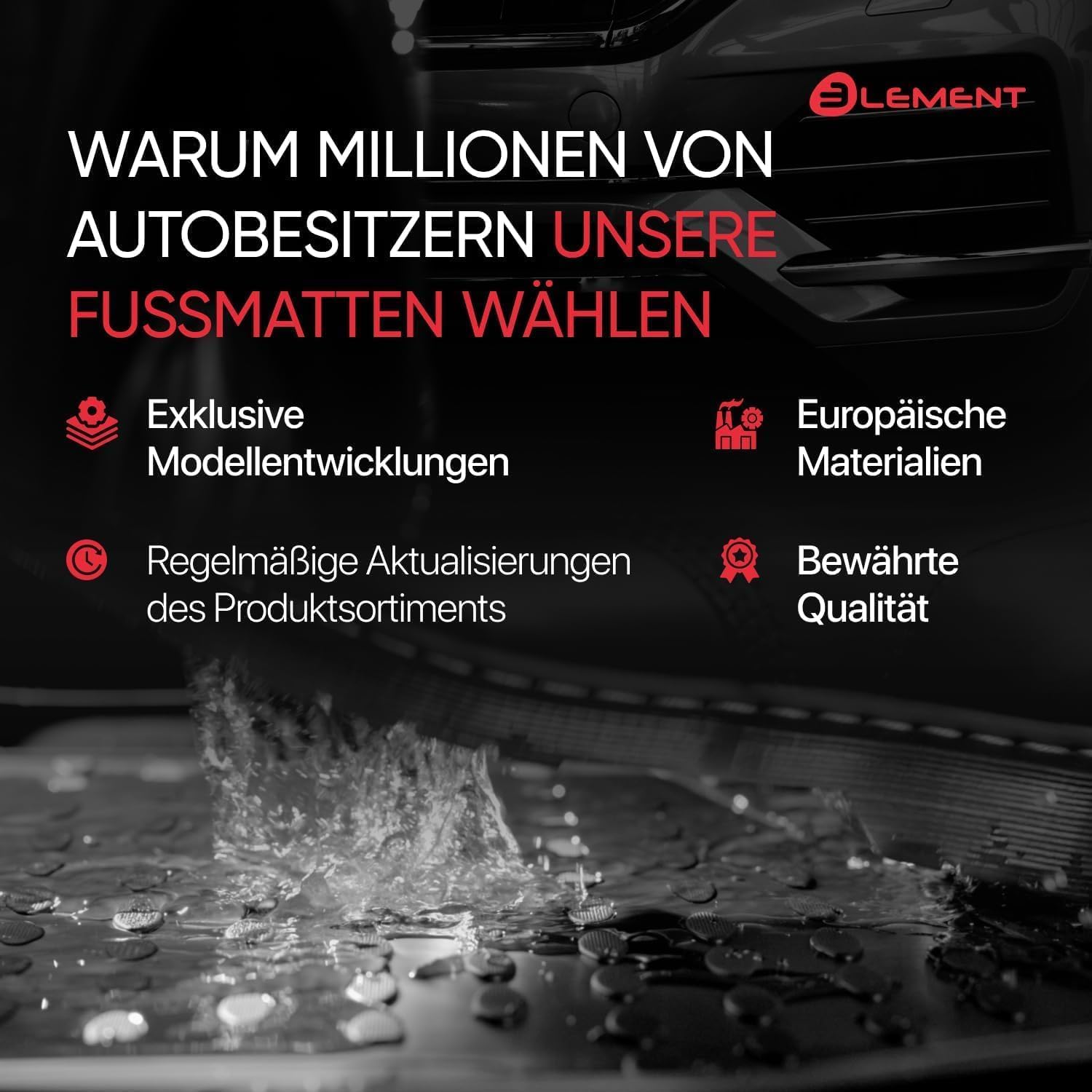 ELEMENT Juego de Alfombrillas de Goma 3D aptas para Skoda Elroq | Año de construcción 2024 -> | 100% a Medida Auto Alfombrillas de Goma para Coche
