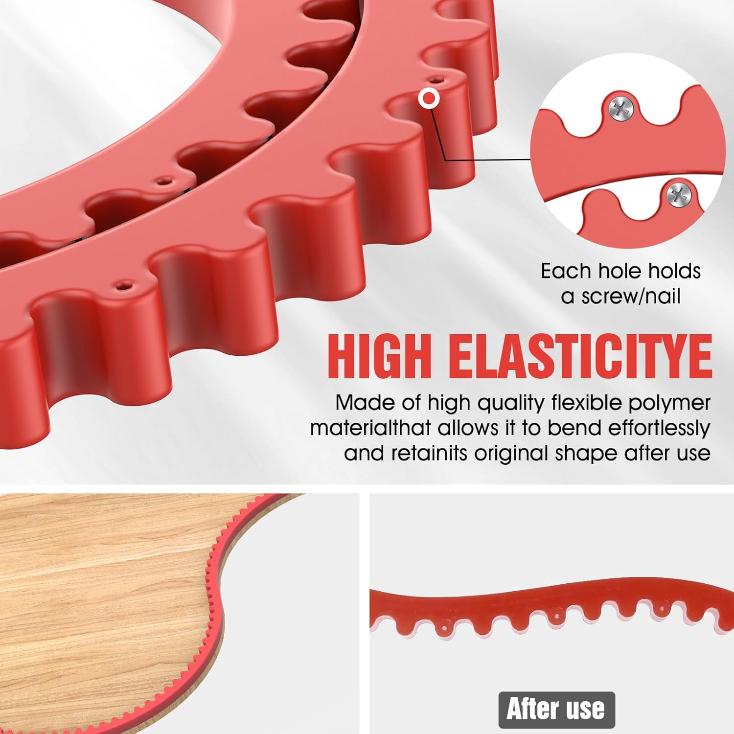 78" Flexible Router Template for Woodworking, Plastic Profiling Strip & Edge Guide Kit for Precision Curves and Arcs, Fits Bosch DeWalt Makita Routers, DIY Cabinet Table Edge Molding Jig, Red