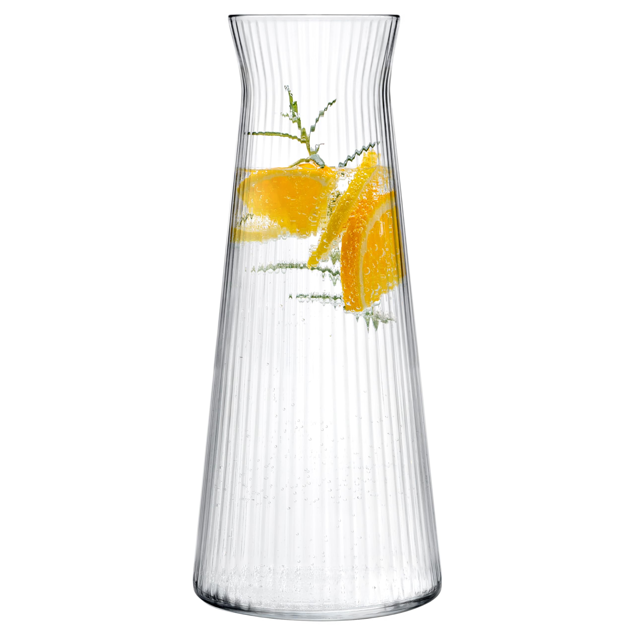 KONZEPT Wasserkaraffe aus robustem, geriffeltem Glas – 1 Liter, spülmaschinenfest, BPA-frei, stilvoll und stabil