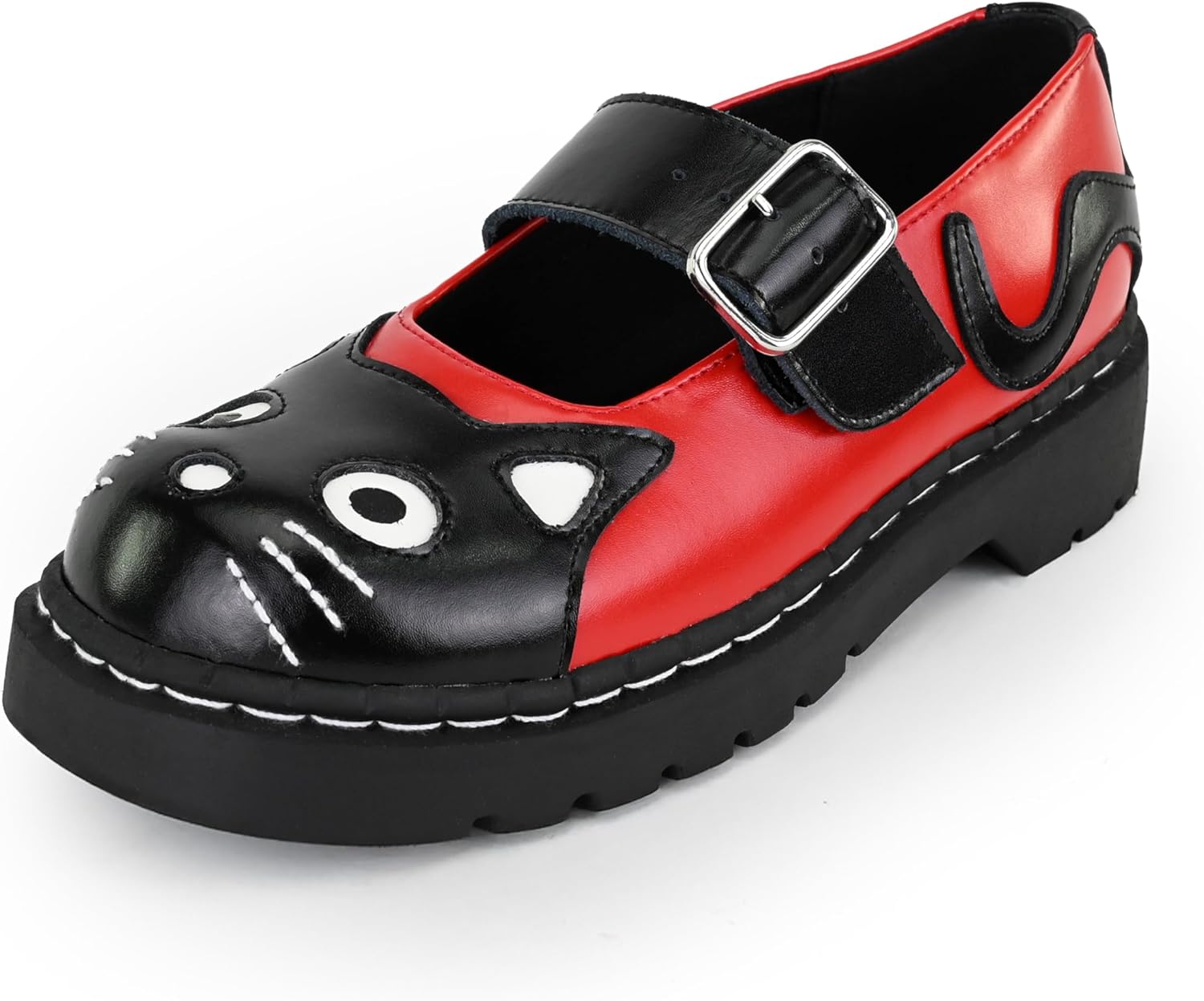 T.U.K. Kitty Cat Mary Jane Shoes for Women, Round Toe Ankle Strap Oxford Shoes
