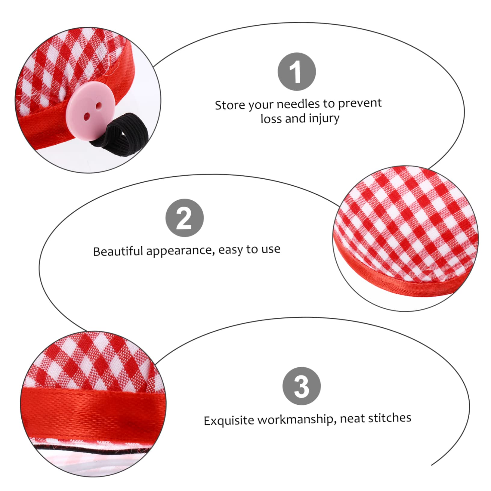BEBEMOKO 3Pcs Needle Cushion with Wrist Strap Cute Needle Pouch for Home Sewing Efficient Needle Storage Tool Easy to Carry for Quilting and Crafting Eye Catching Design