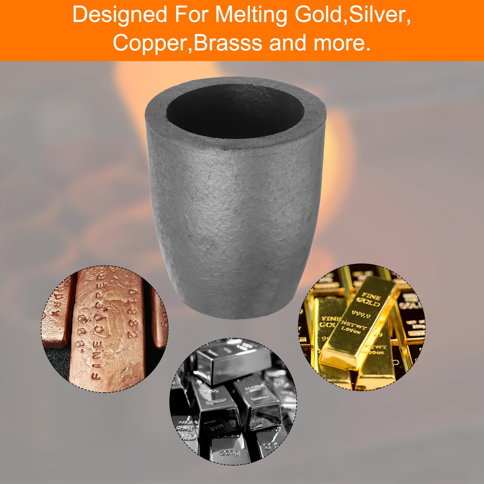 QUARKZMAN Cazuela de grafito de silicio, Cazuela de fundición de cobre de 9 kg para fundir oro, plata, cobre, molde de fundición de horno de joyería de fusión, 4.33" ID x 6.69" Altura