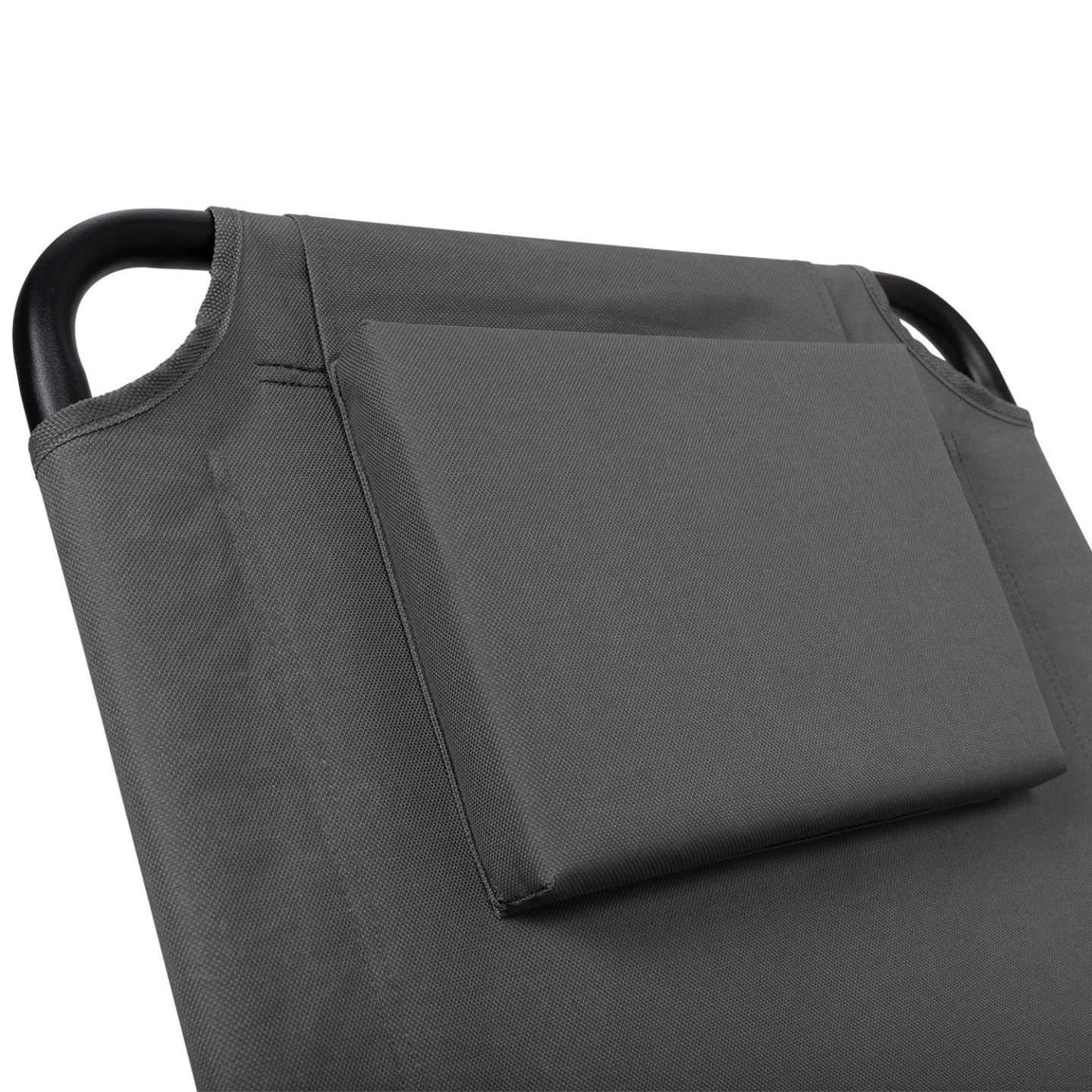 IDMarket – Juego de 2 sillas de playa plegables – Sillones de jardín reclinables mochila gris antracita y lona gris