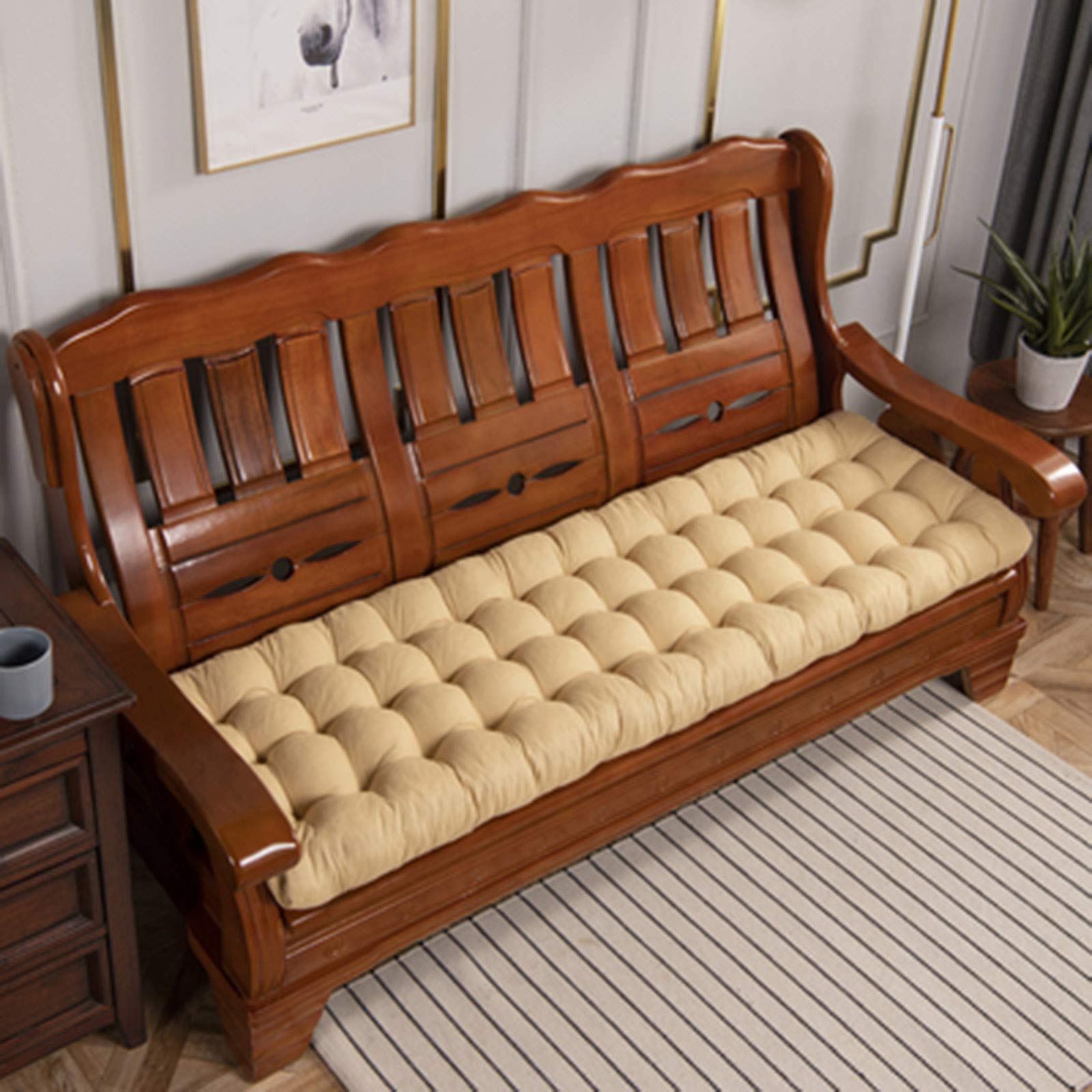 YBLANDRV Cuscino per Panca da Giardino, Resistente E Comodo Cuscino per Panca da Esterno, Morbido Cuscino Rettangolare A 2/3 Posti Antiscivolo, per Chaise Swing Patio (F 120x100cm