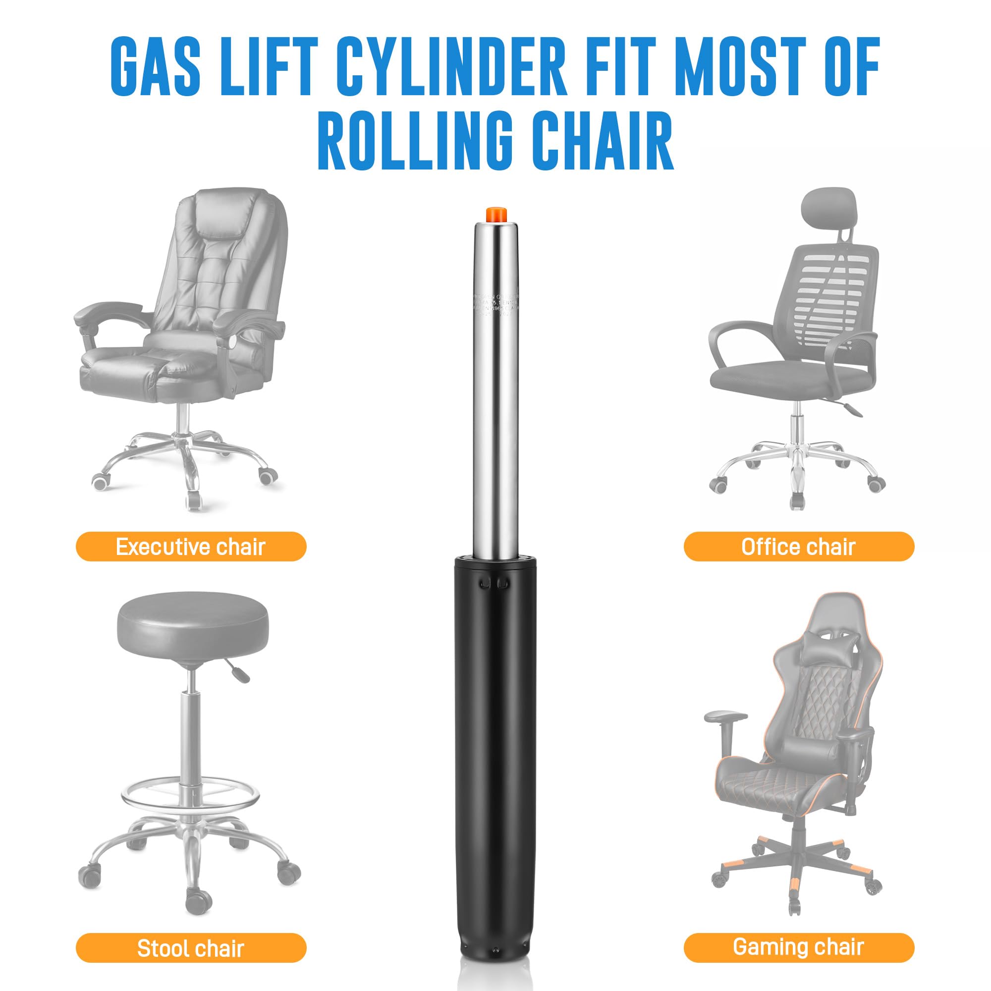 Vérin à gaz de Rechange pour Chaise de Bureau, Verin Fauteuil Bureau Capacité de charge de 450 kg, Class 4 Piston Ressort à Pression de Gaz 1000 LBS, Ressort à gaz ajustable pour chaise (30-45cm)