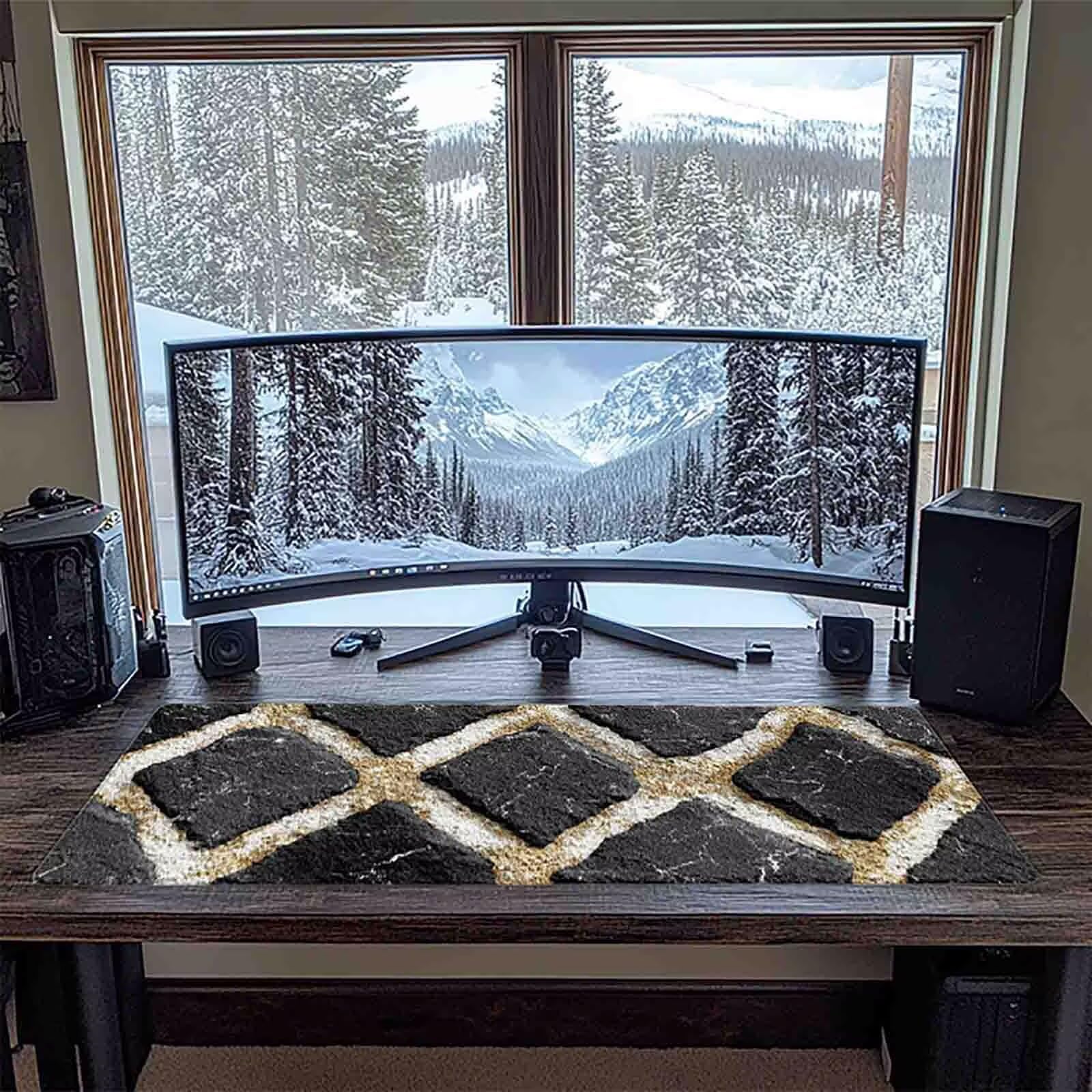Schreibtischunterlage Grau Mauspad Gaming XXL Mousepad wasserdichte rutschfeste Schreibtisch Unterlage, Verbessert Präzision und Geschwindigkeit, Gaming Zubehör, Deko Büro (Abstrakt,120x60cm) 2-h8303