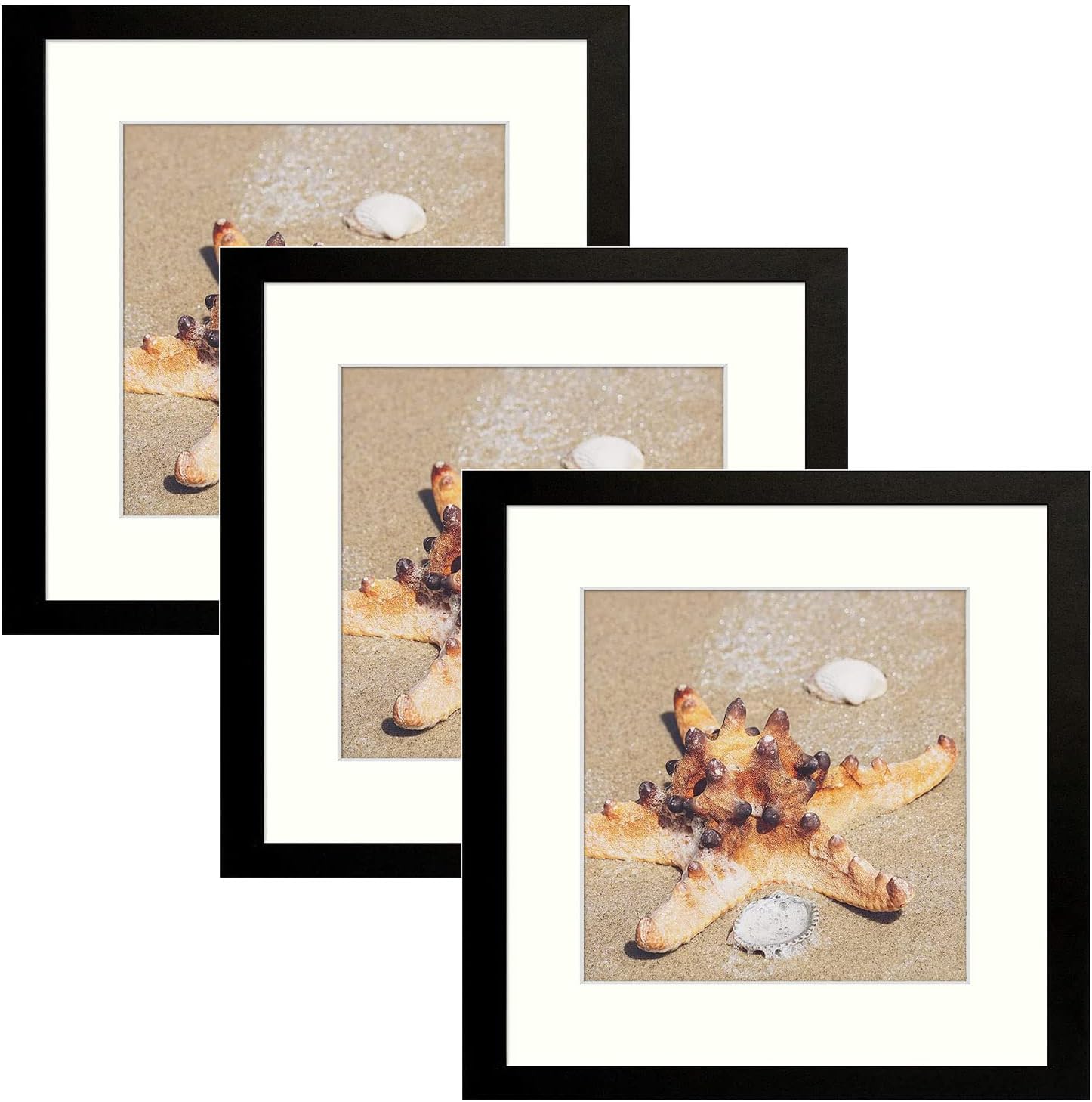 Golden State Art, 12x12 Frame with Mat, Displays 8x8 Square Picture or 12x12 Gallery Wall Frame for 30X30 cm Diamond Paintings Prints Photos (Black, 3 Pack)