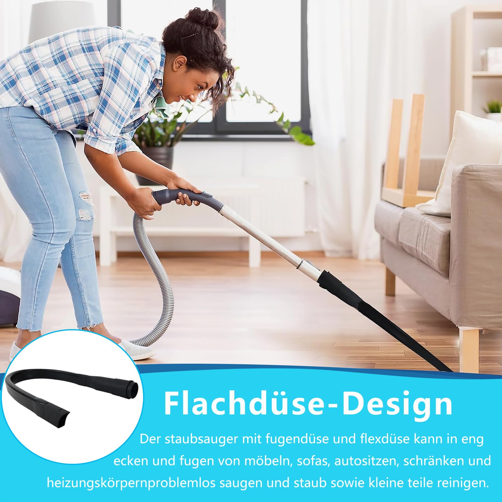 Bocchetta Aspirapolvere Lunga E Flessibile 62cm - Universale Per Pulire Sotto Mobili E Auto