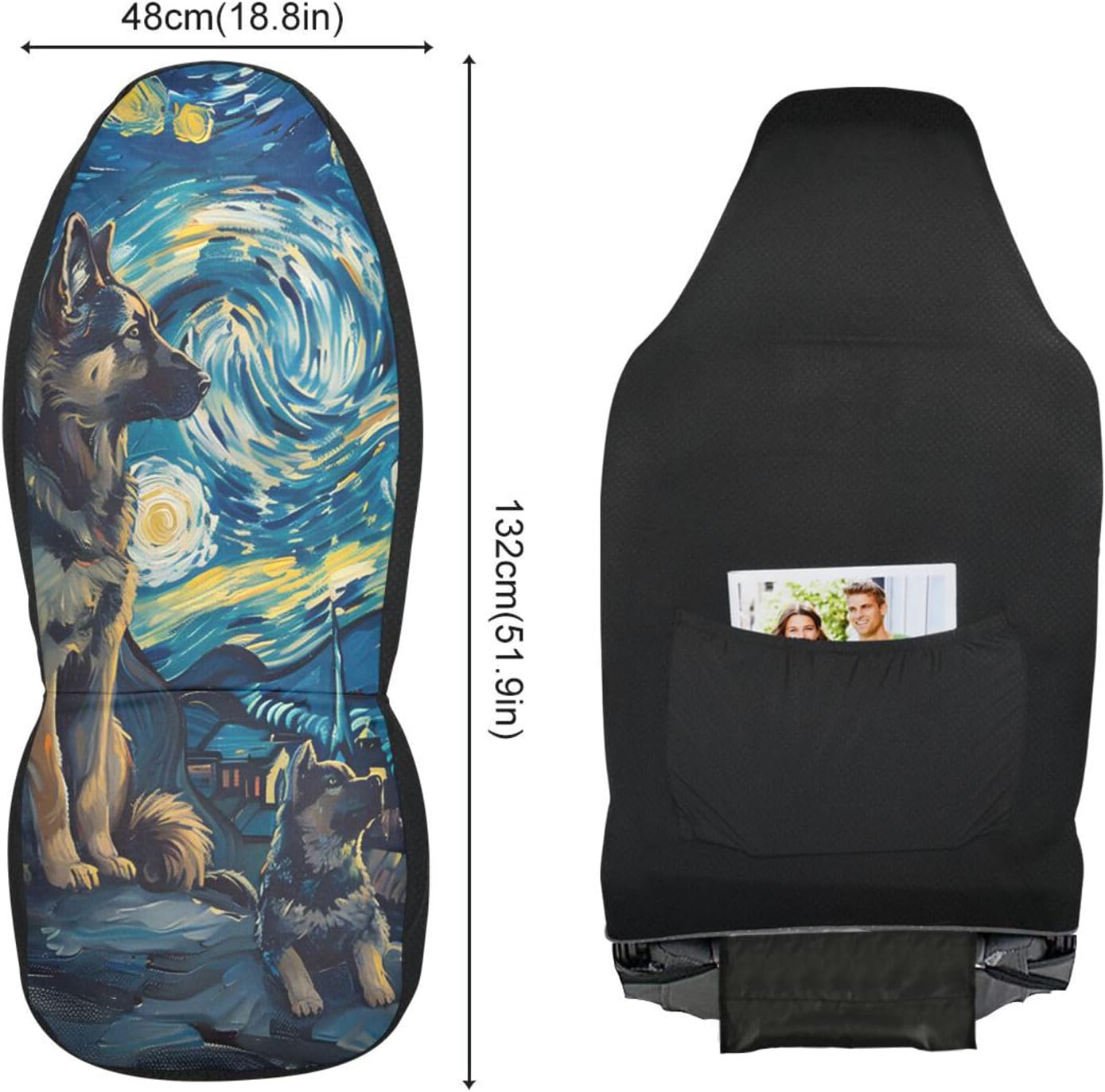 ALAZA Dog Gogh Starry Night Sky Car Seat Covers Front Seats Only for Women Men Seat Covers w/Organizer Pocket for Cars SUV Truck Sedan