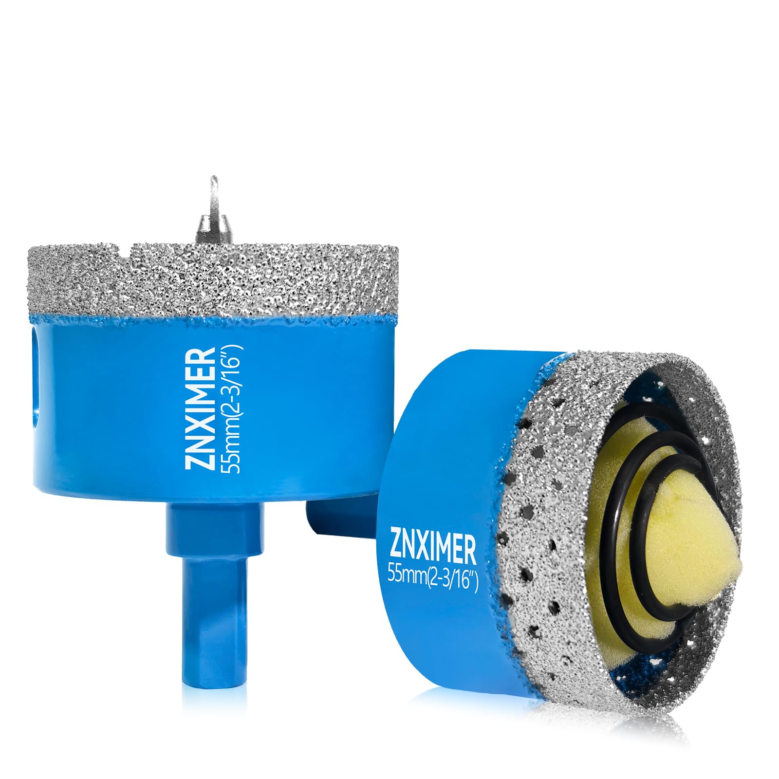 ZNXIMER Diamond Hole Saw Drill Bits - 2pcs 2-3/16" Diamond Drill bits Accurate Drilling for Tile, Ceramic, Marble, Granite, Stone, Glass Bottles 55mm