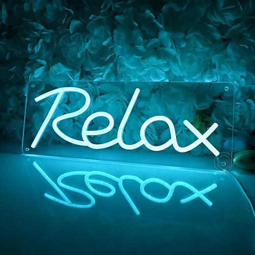 Miniatura 7 de Britrio Letrero LED de neón para relajarse, luz azul hielo, luz nocturna para habitación de niños, cueva de hombre, sala de juegos, dormitorio,