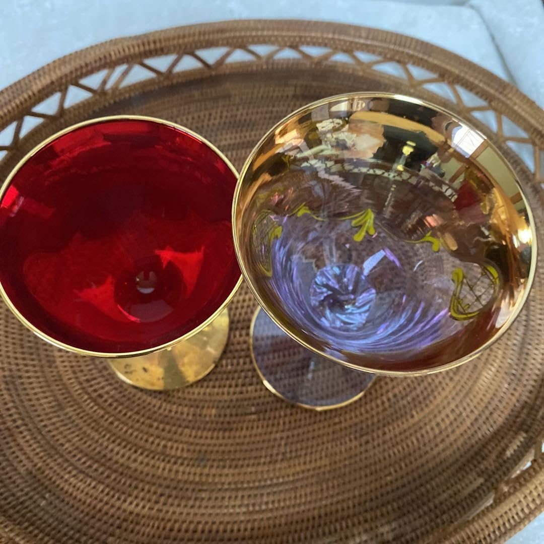 Amazon | ムラーノガラス ワイングラス 24金 2客 | ノーブランド品