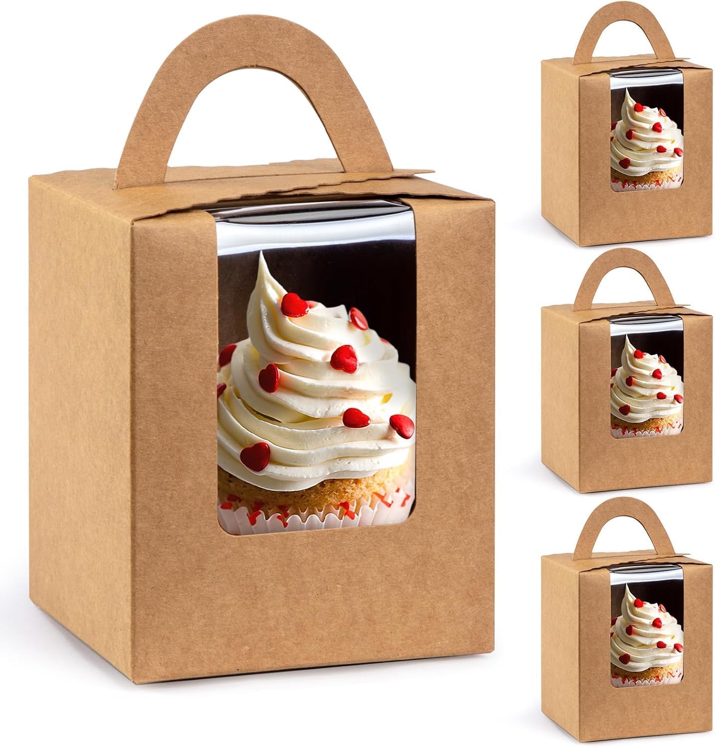 50 Pcs Random design Decorative Paper Gift Box with Handle | Donut Print Gift Packaging Box for Chocolates, Pastries, Return Gifts, Wedding return gifts, Birthday & Party Favor Box (Multi)