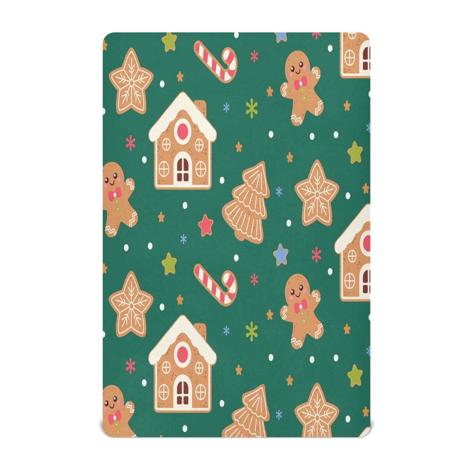 Cgiub Christmas Gingerbread Crib Sheet for Boys and Girls 27x39 inch Cot Sheet Baby Sheet Jersey Soft Breathable Fitted Sheet for Standard Cribs and Toddler Mattresses