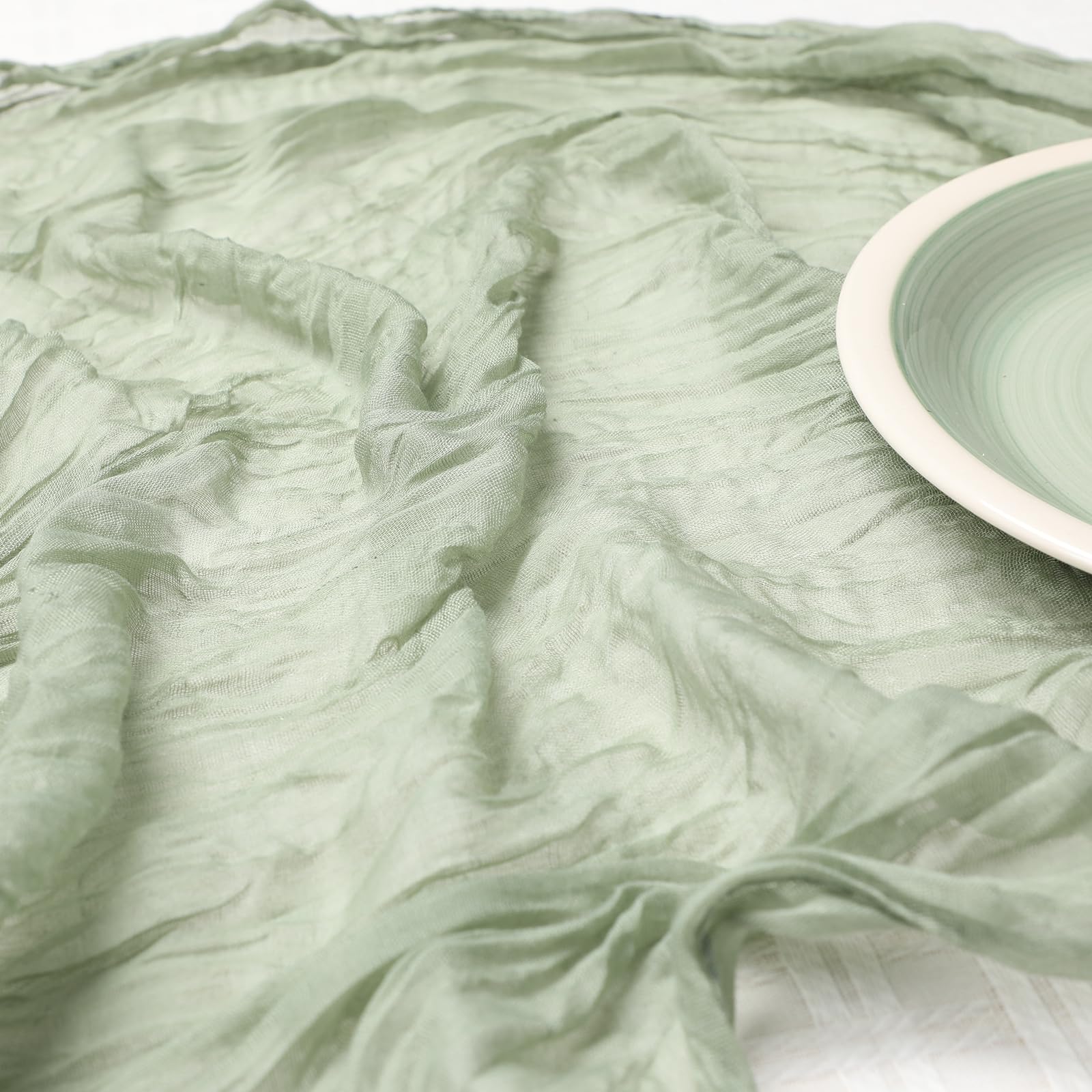 Le courant 10Ft Cheesecloth Table Runner, Rustic Boho Gauze Cheese Cloth Runner Table Runner for Weddings Bridal Baby Shower Birthday Holiday Parties Home Decor, Sage Green
