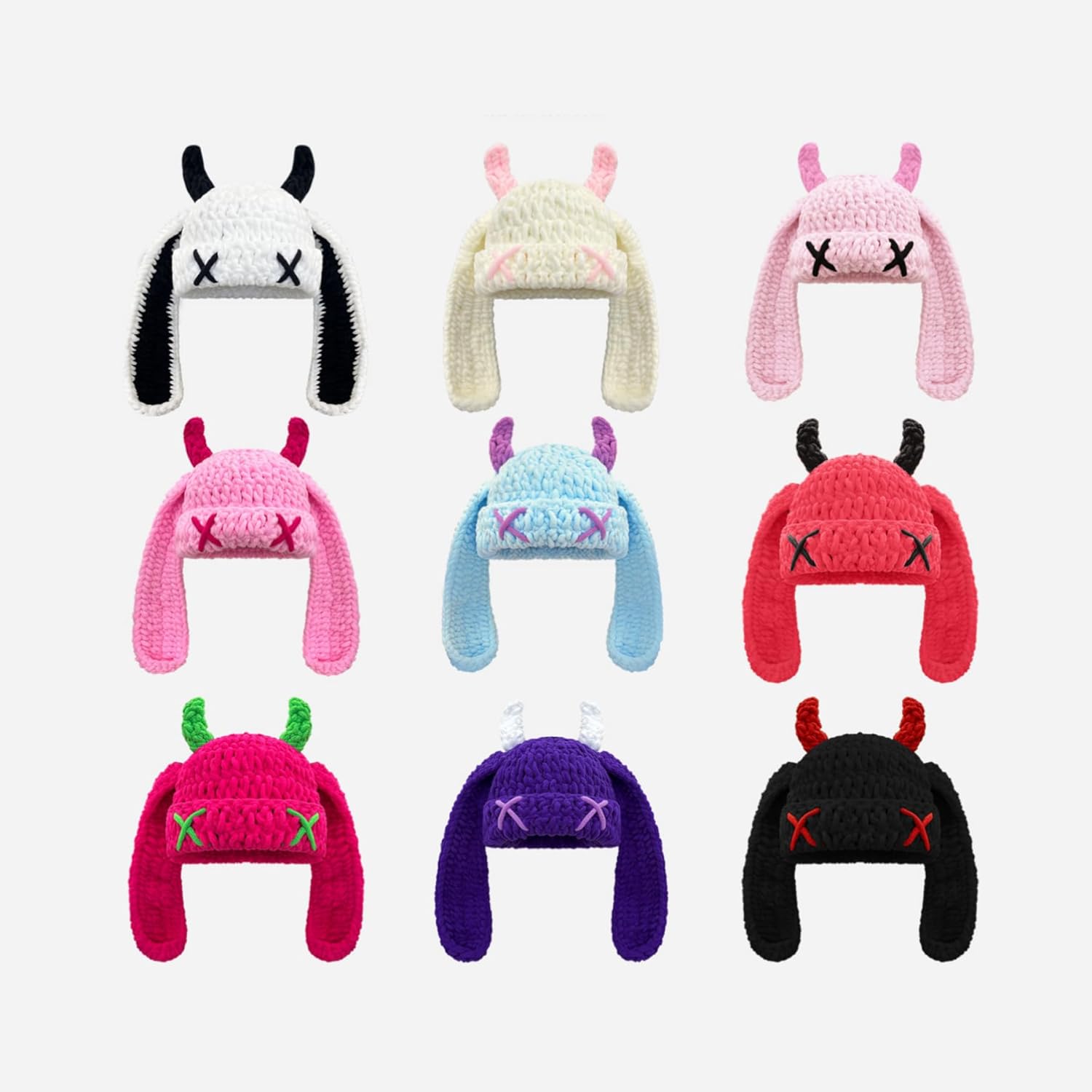 Knit Beanie Hats Cute Bunny Long Ears Funny Hat Winter Cap Warm Knit Rabbit Crochet Skull Cap Outdoor Slouchy Hat ski hat - Image 3