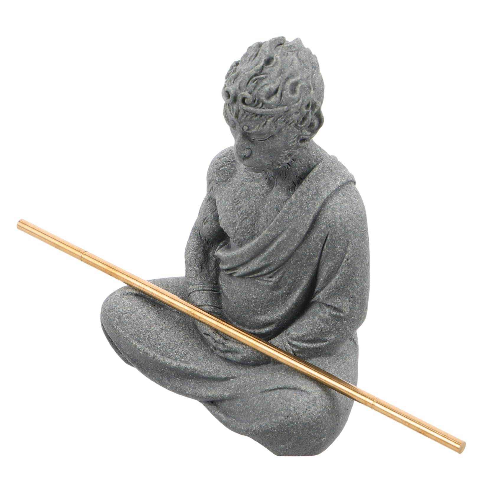 WOONEKY Estatua De Wukong De Arenisca Resistente Al Agua para Acuario, Adorno De Jardín Pequeño, Decoración Asiática para Peceras y Meditación, Escultura para Espacio Zen y Paisajismo