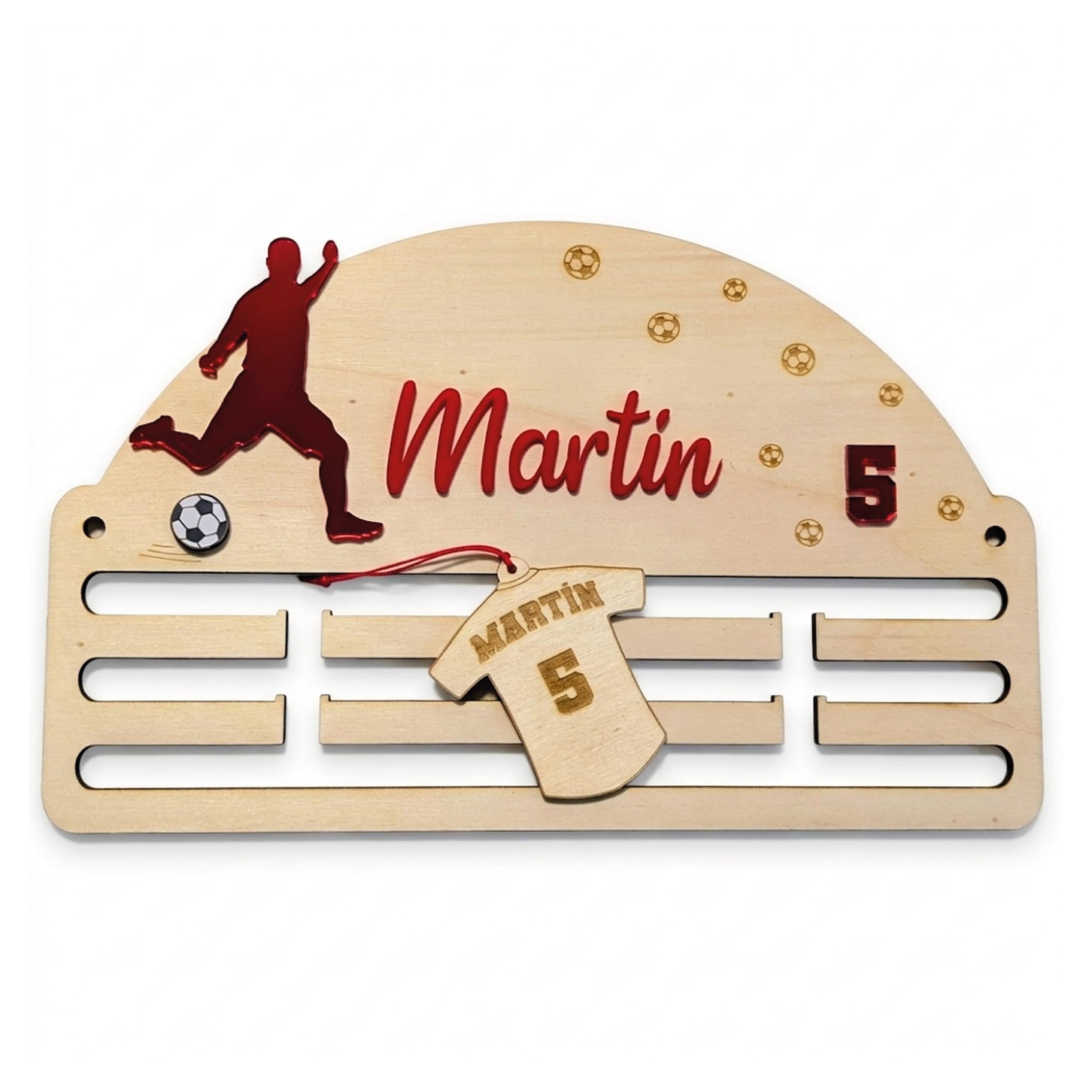 Medallero Fútbol de Madera Personalizado con Nombre, Acrílico, Fabricado en España