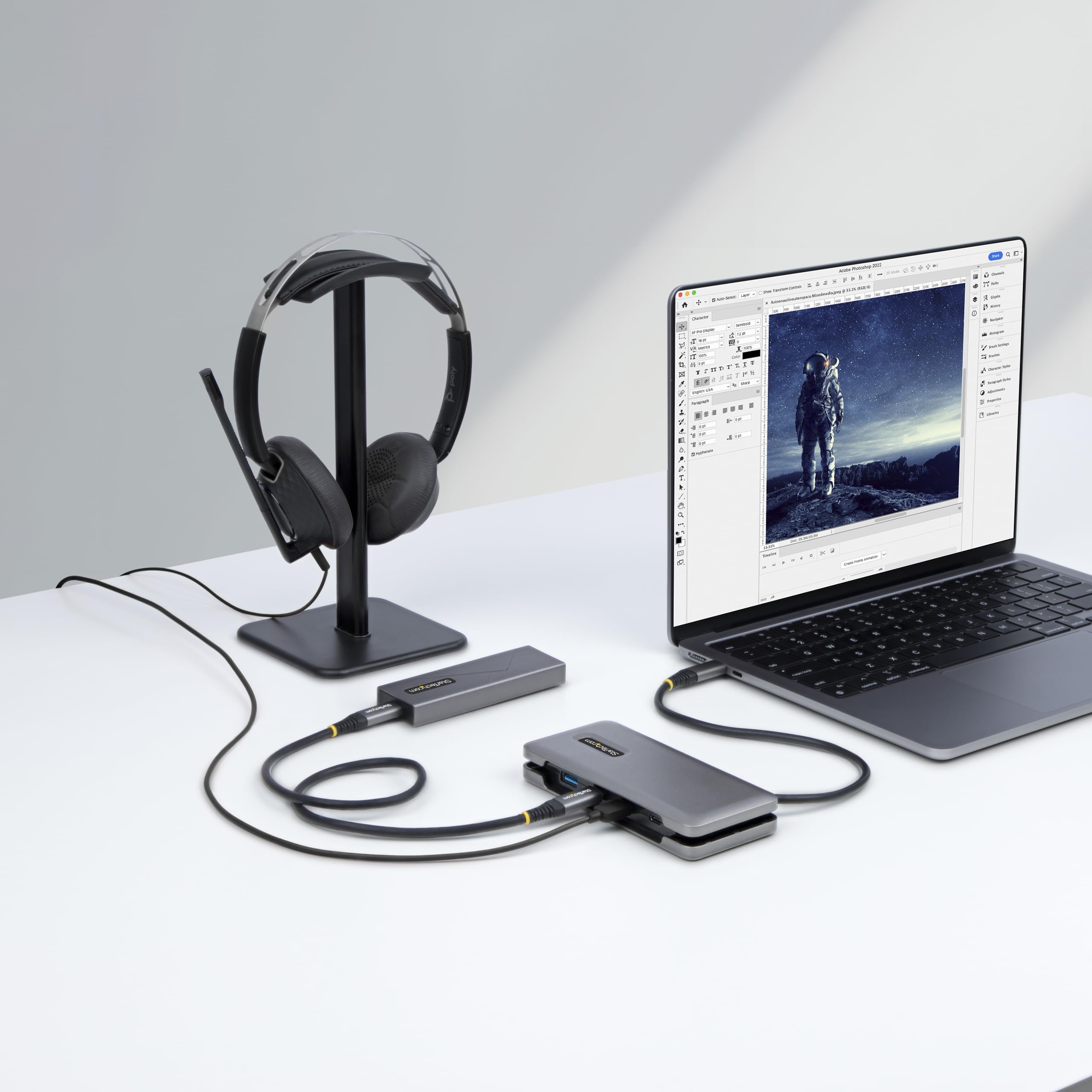 StarTech Hub USB-C 4 Ports avec 3X USB-C et 1x USB-A, 10Gbps (HB31CM1A3CB) | USB 3.2 Gen 2, Alimenté par USB, Câble enveloppant 32cm, Portable, Splitter, Câble hôte 25cm