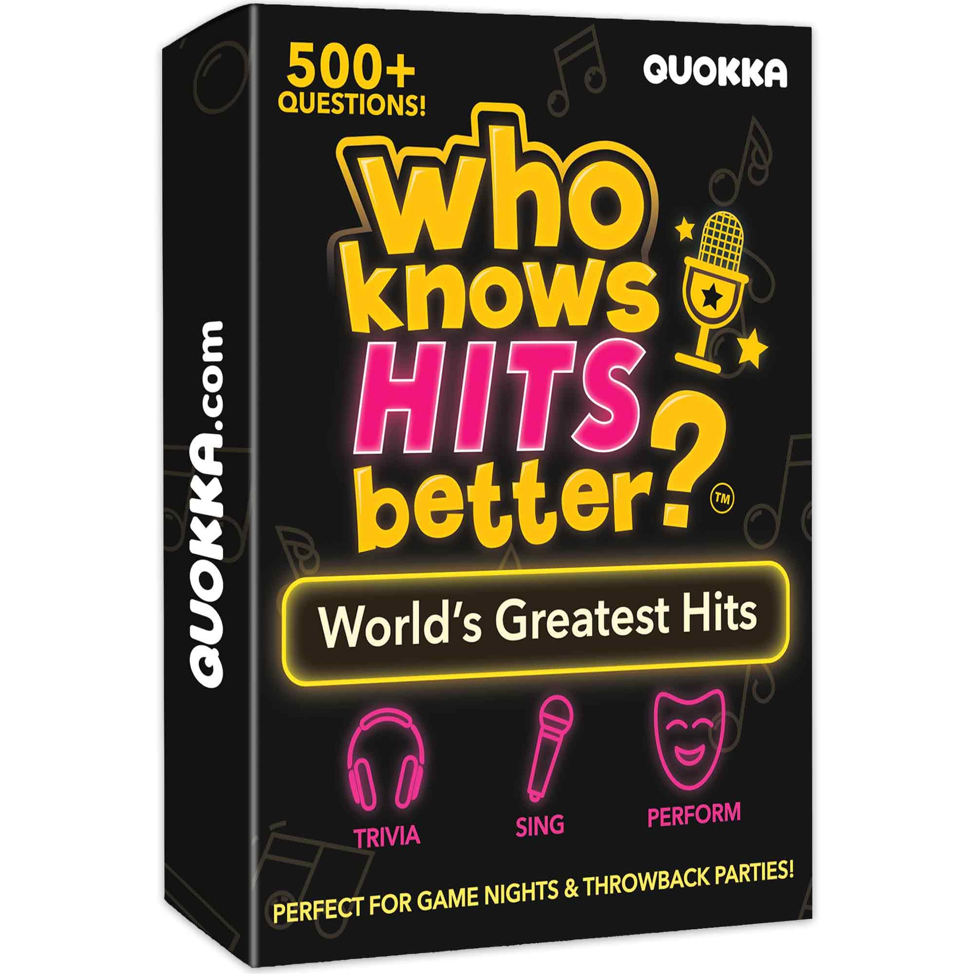 QUOKKA Who Knows Hits Better? 500+ Questions Music Games – The Ultimate Music Trivia Challenge for Adult & Family Party Games – Fun Singing, Karaoke & Guess-The-Song Game Night for Teens & Girls