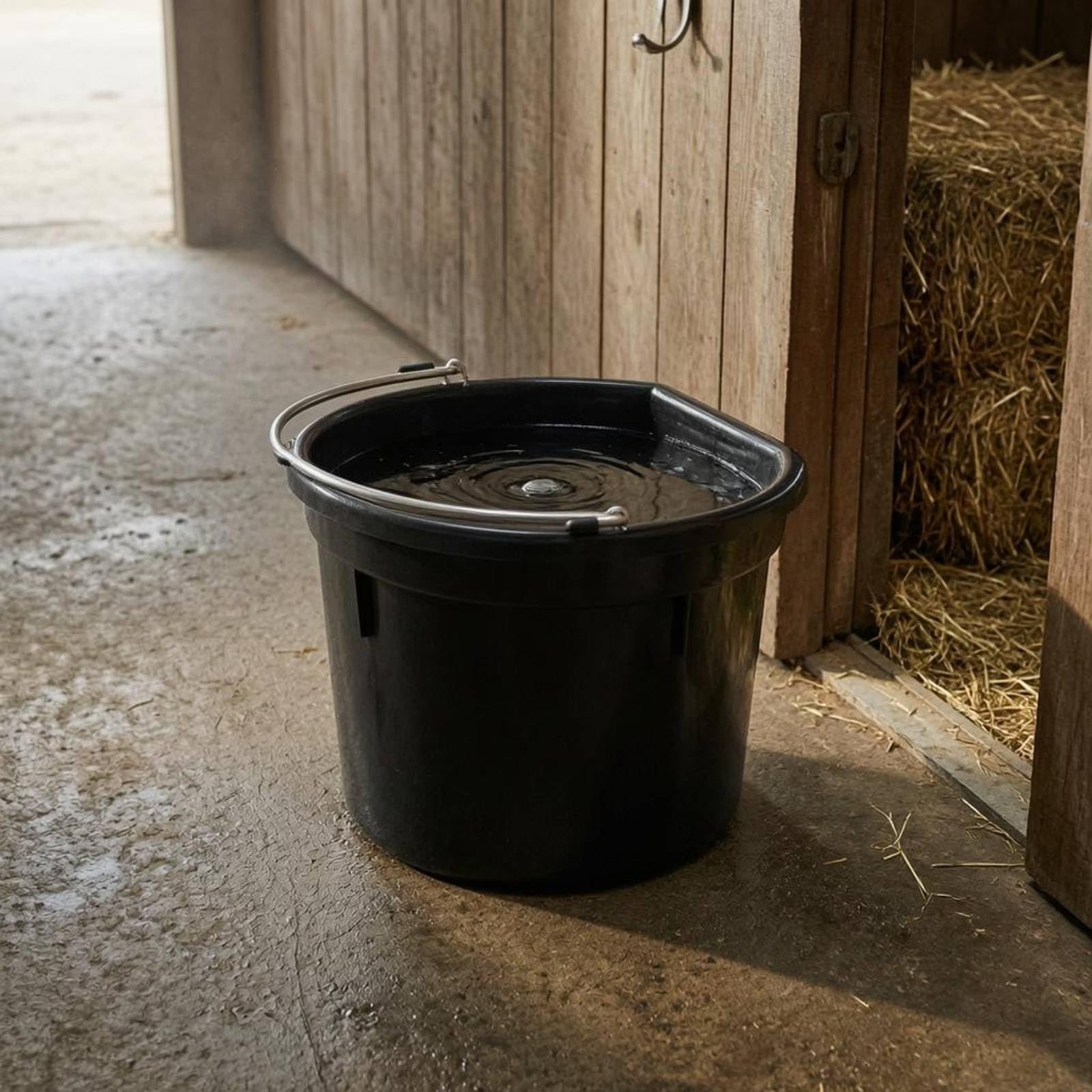 Sharplace Cubeta para Versátil Hecha de Plástico Rígido Cubo para Agua Recipiente de Alimentación para Caballos Manija Metálica Robusta Adecuada para Uso Diario en Espacios Ganaderos y Cuidado Animal